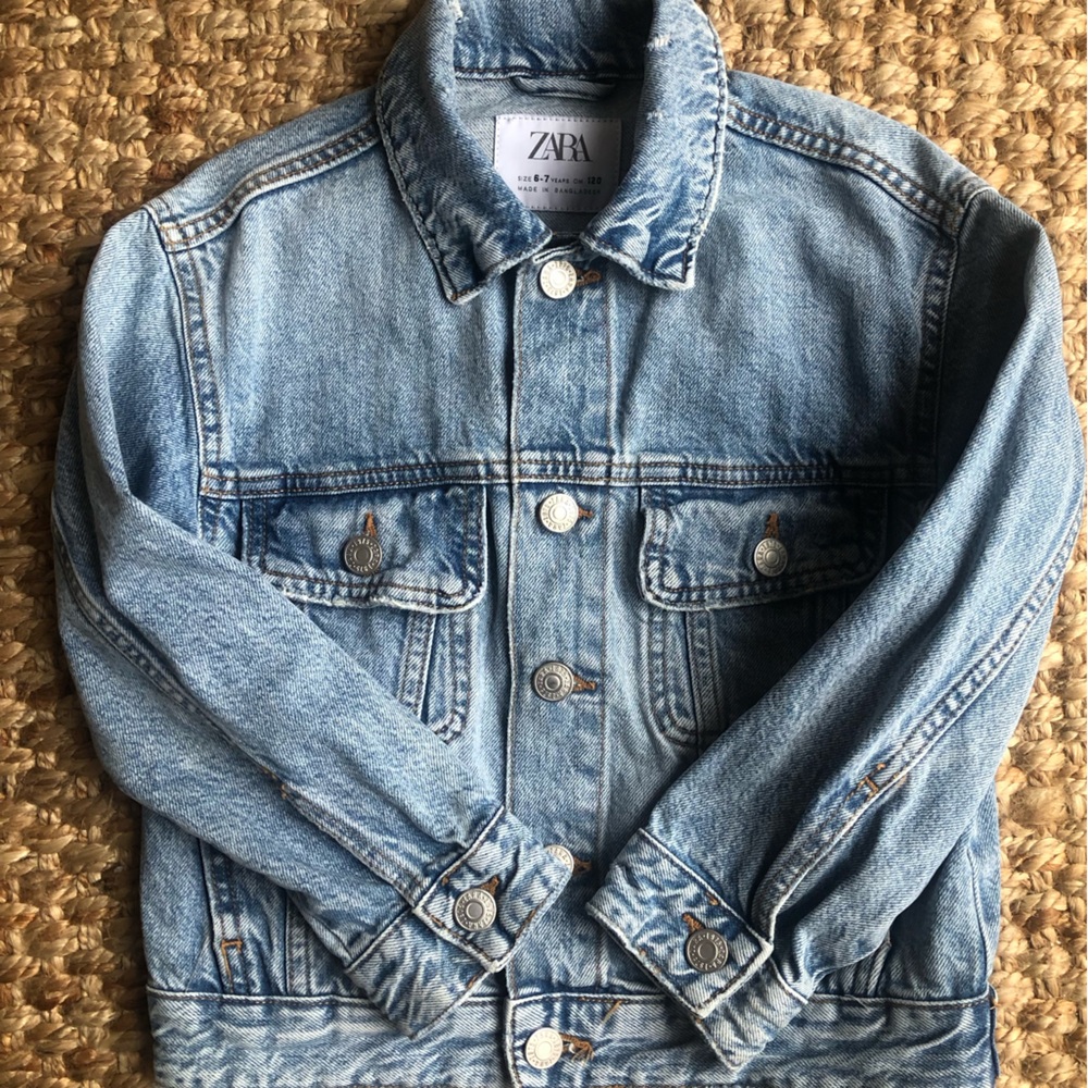 New: Zara All Cotton Denim Truckers Jacket. Size 6 / 7 - Picture 4 of 11